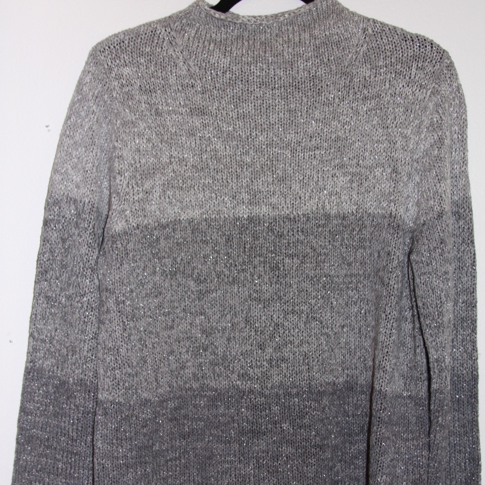Chaus & Co Mock Turtleneck 3-tone Gray Sweater